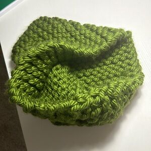 Hand knitted green infinity, scarf